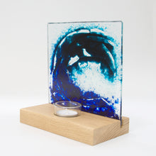 Load image into Gallery viewer, Large Wave Fused Glass Tea light holder by Flow Glass Orkney Islands Scotland
