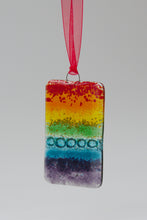 Load image into Gallery viewer, Small Rainbow hanging will bubble effect by Flow Glass Orkney Islands Scotland
