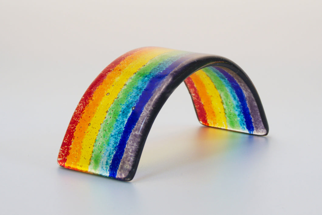 small fused glass rainbow curve made by Flow Glass in our studio in Orkney Islands Scotland