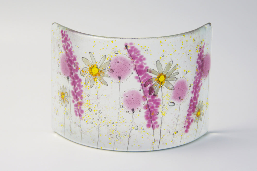 Daisy pink fused glass small curve by Flow Glass Orkney Isles Scotland 